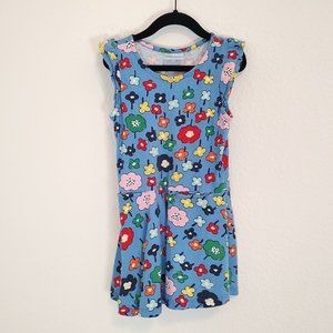 Hanna Andersson 100 4T 4 Dress Short Sleeve Blue Pockets Floral Flowers Summer